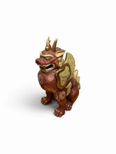 Japanese Vintage Kutani ware Kutaniyaki ceramic Guardian Lion dDog Komainu picture
