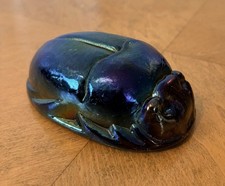 VTG Tiffany Style Iridescent Egyptian Scarab Paperweight Cast Glass picture