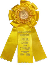 OLD vintage 1957 horse show ribbon Goodfellowship Riding Club & Gymkhana yellow picture