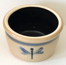 Vintage SHADOWLAWN Stoneware Pottery Delavan WI Salt Glaze SMALL DRAGONFLY BOWL picture