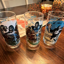 Coca-Cola King Kong Promotional Advertising Drinking Glasses Lot of 3, Clear picture