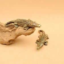 TEAMWILL 2pcs Mini Brass Crocodile Figurine Small Statue Home Ornaments Animal F picture