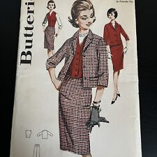 Vintage 1960s Butterick 2433 Jacket Collar Weskit + Skirt Sewing Pattern 10 CUT picture
