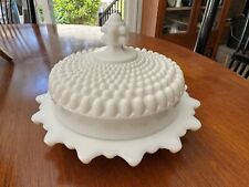 Westmoreland Glass Co Hobnail Ball Feet Milk Glass Detailed Cheese / Butter Dish picture