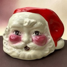 Vtg Christmas 1950s Royal Copley Ceramic Large Santa Face Head Planter 5 X 6 X 5 picture