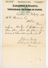 1881 Langdon & Baxter Wholesale Flour Dealer Letter Castleton VT to H.R. Barney picture