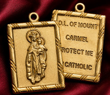 Gold Plated Sterling Silver Scapular Medal Pendant 2 Piece And 18