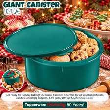 Tupperware Giant Cookie Canister Green NEW 43.9 cups Mysterious Green Brownies picture