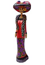 Mexican Catrina Sculpture Clay Pottery Woman Figure Day of the Dead Large 18