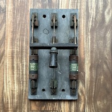 Antique Industrial Electric Knife Switch Slate Base Steampunk Frankenstein Prop picture