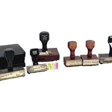 Vintage Rubber Stamp Lot Video Store VHS Local 77 Musicians Union Ink Pads Lot picture
