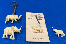 4 Vintage Trunk Up Elephants - 3 Charms & a Key Chain - Japan picture