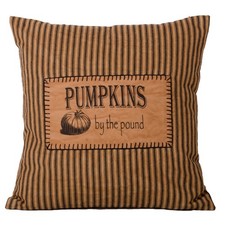 New Farmhouse Primitive PUMPKINS BY THE POUND BLACK TICKING PILLOW Accent 14
