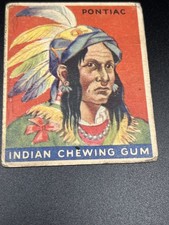 1933 Goudey Indian Gum R73 #28 Pontiac 48 Back Vintage Card Blue Panel  picture