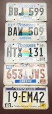 Tennessee License Plate Lot 5 Vintage 1981 1997 2001 2003 Greene Overton County picture