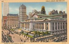 Public Library New York City Linen Postcard by Irving Underhill picture