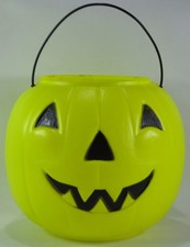 Vintage Halloween Blow Mold Candy Pail Hi-Viz Rare Variant Pumpkin USA picture