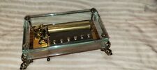 VINTAGE SWISS REUGE 72 MUSIC BOX, CRYSTAL CLEAR GLASS CASE WITH DOLPHIN LEGS  picture
