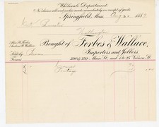 FORBES & WALLACE Springfield MA 1889 Wholesale Invoice Corset Dry Goods Billhead picture