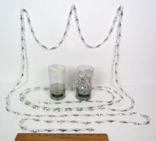 NEW VTG 1990s BEADED GARLAND SILVER AURORA BOREALIS FACETED BEADS 40 FEET  picture