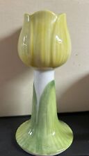 Vintage Andrea By Sadek Yellow Green Tulip Candle Stick Holder Spring Easter NEW picture