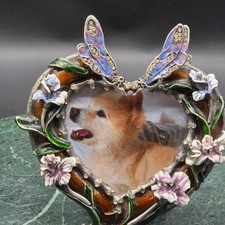 Collette et Cie Dragonfly Heart Shaped Photo Frame-Lavender Flowers And Wings picture