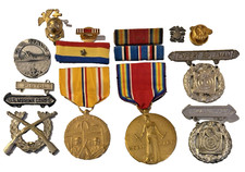 Auth WWII USMC Marine Corp Navy Medal Lot Good Conduct Victory Ruptured Duck EGA picture