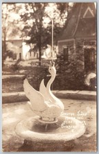 RPPC Spouting Swan Fountain Hyde Manor Sudbury VT Vintage Real Photo Postcard picture