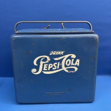 Vintage Pepsi-Cola Metal Cooler Progress Refrigerator Co Blue Ice Chest w/ Tray picture