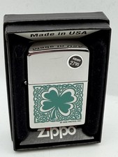 Vintage 2009 Trevco Celtic Clover High Polish Chrome Zippo Lighter NEW B38 picture