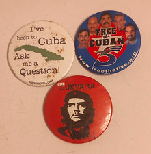 Cuba Political Campaign Pinback Button Lot of 3: Free Cuban Five, Che Guevara picture