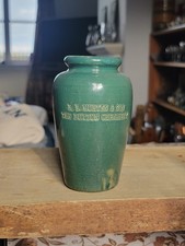 Antique R B Morten & Son Buxton Creamery Green Glazed Stoneware Cream Pot Jar picture