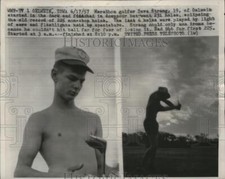 1957 Press Photo Marathon golfer Dave Strang plays 231 holes in Iowa picture