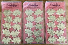 3 Packages VTG Embossed Gold Foil Grapes Decoupage, Marcel Schurman Co W Germany picture
