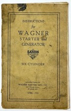 1916 SAXON SIX WAGNER STARTER GENERATOR INSTRUCTIONS ELECTRICAL SERVICE MANUAL picture