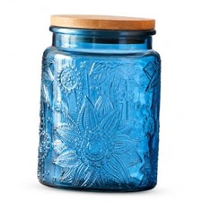 ANSQU Vintage Glass Jar with Lid, 23.7 oz Blue Coffee 23.7 Ounces Blue 1 picture