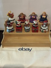 9 VTG PORCELIN CHRITMAS PILL / TRINKET BOXES,  SEE DESCRIPTION picture