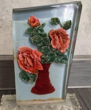 Vintage Soviet  Plexiglass Table Figurine Floral Desk Souvenir USSR picture