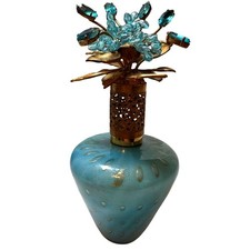 Vintage Murano Style Art Glass Perfume Bottle with Jeweled Topper picture