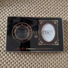 Boxed Bombay Magnifying Glass Letter Opener picture frame Set Silver Toned Brass picture