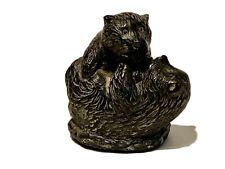 Vintage Wolf Original Canada Playful Bears Soapstone Figurine Sculpture picture