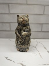 Vintage German cat & Fish Character Beer Stein Ceramic cat lid Pewter Mounts picture