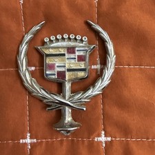 1970’s Vintage Cadillac Wreath Crest Hood Ornament Silver Emblem 3.5” picture