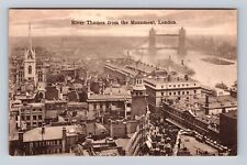 London-England, Aerial River Thames From The Monument, Antique Vintage Postcard picture