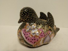 Vtg Venezia Porcelain Italian Style BIRD Figurine Handpainted Black Gold Floral picture