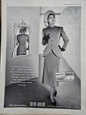 1948 Women's  Botany Brand Fabric suit Hat Crane-Abrams Vintage fashion ad picture