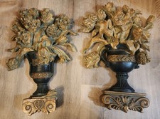 2 Italian Floral Urn Wall Swag Hanging Wall Plaque picture
