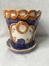 Vintage Jay Willfred Andrea By Sadek Portugal Hand Painted 6” Planter And Saucer picture