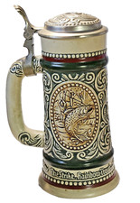1978 Avon Hunting & Fishing Ceramic Lidded Beer Stein 8 1/2
