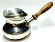 Stieff Pewter Pipkin Vintage Pot / Sauce Server Brandy Warmer With Wooden Handle picture